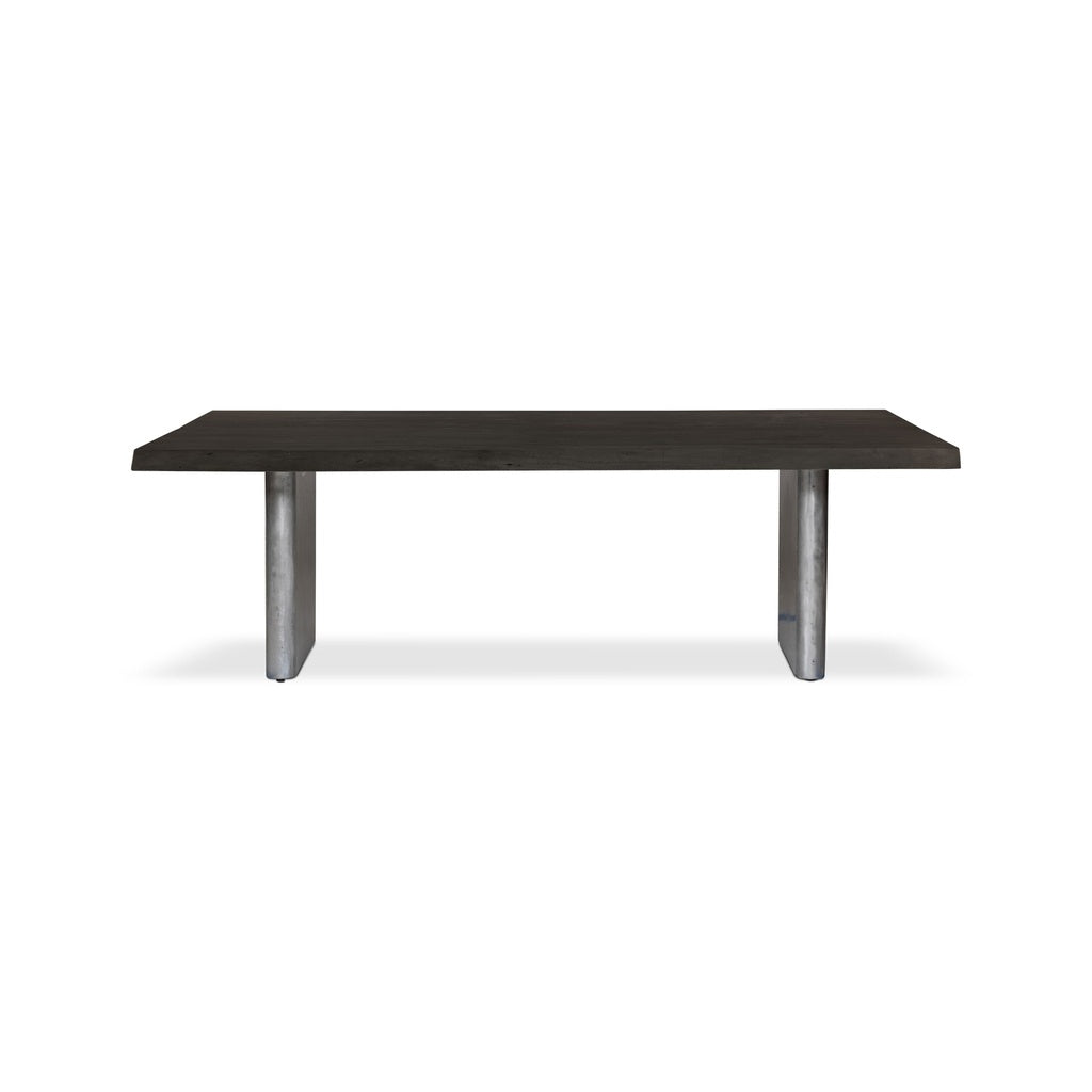 Brooks - Dining Table - Cast Slab Base - 40" x 116" - Ebonized Top - Antique Nickel Base