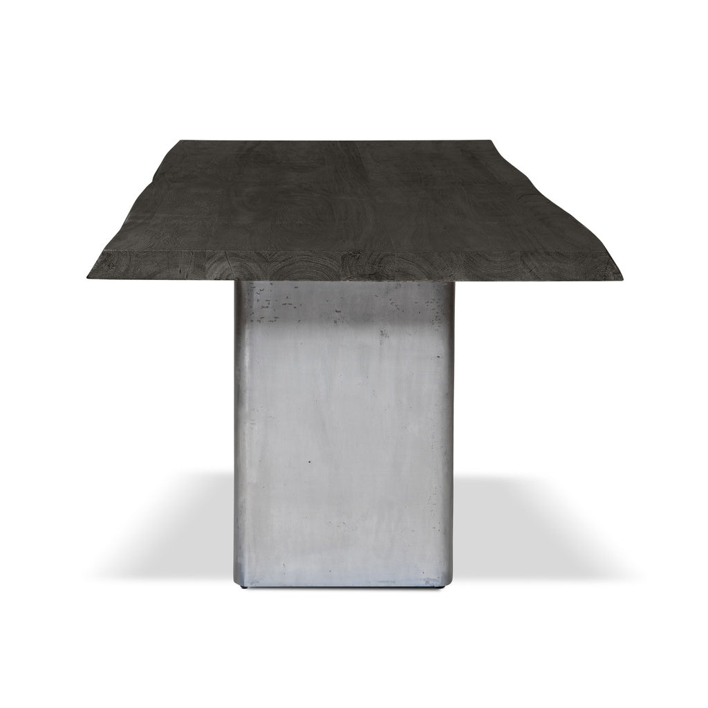 Brooks - Dining Table - Cast Slab Base - 40" x 79" - Ebonized Top - Antique Nickel Base