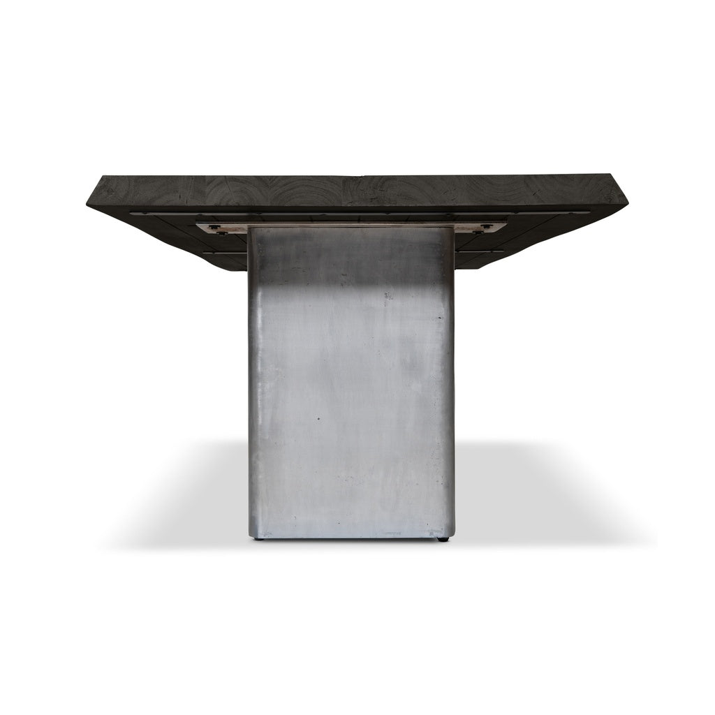 Brooks - Dining Table - Cast Slab Base - 40" x 116" - Ebonized Top - Antique Nickel Base