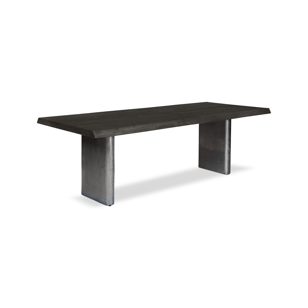 Brooks - Dining Table - Cast Slab Base - 40" x 79" - Ebonized Top - Antique Nickel Base