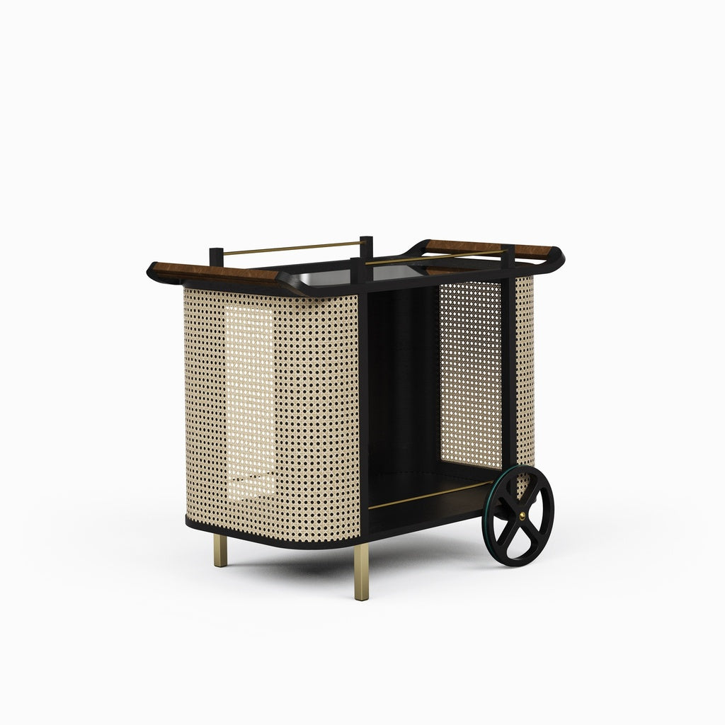 Modern Brazilian - Dinda - Bar Cart - Black Frame