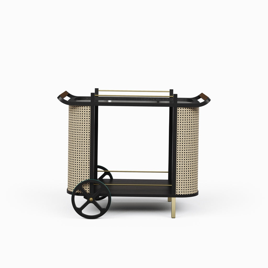Modern Brazilian - Dinda - Bar Cart - Black Frame