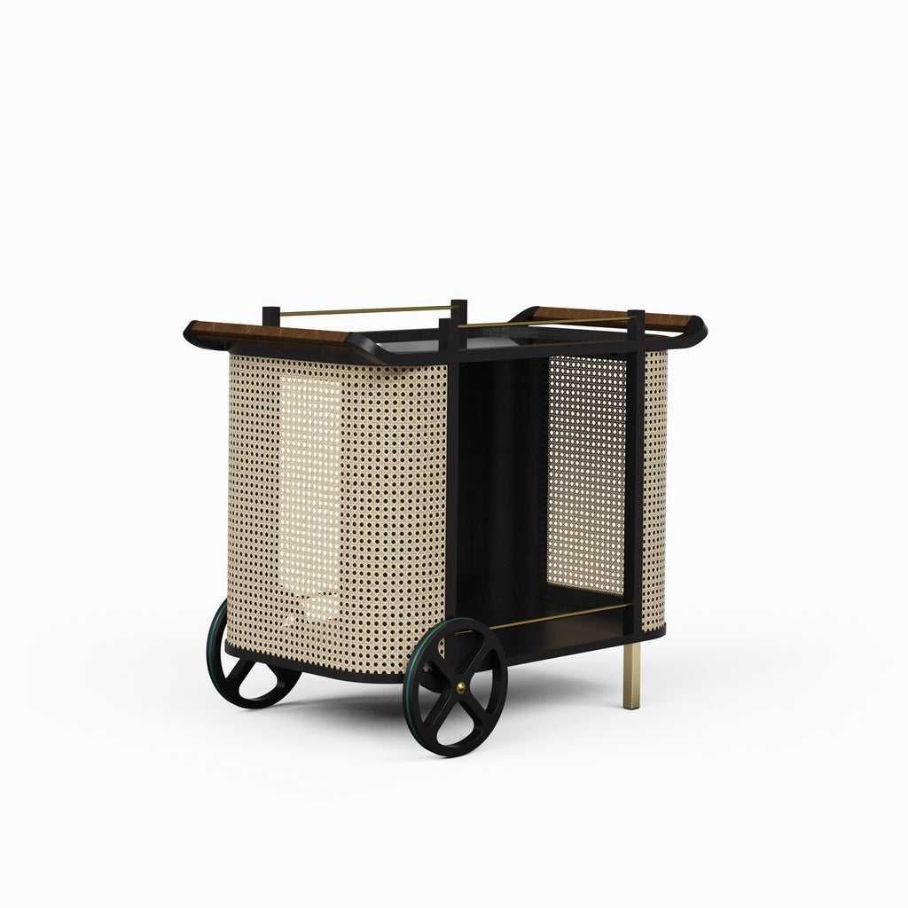 Modern Brazilian - Dinda - Bar Cart - Black Frame
