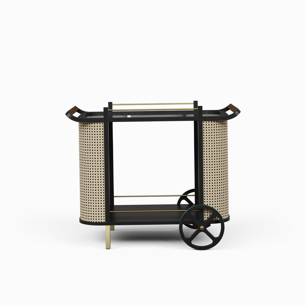 Modern Brazilian - Dinda - Bar Cart - Black Frame