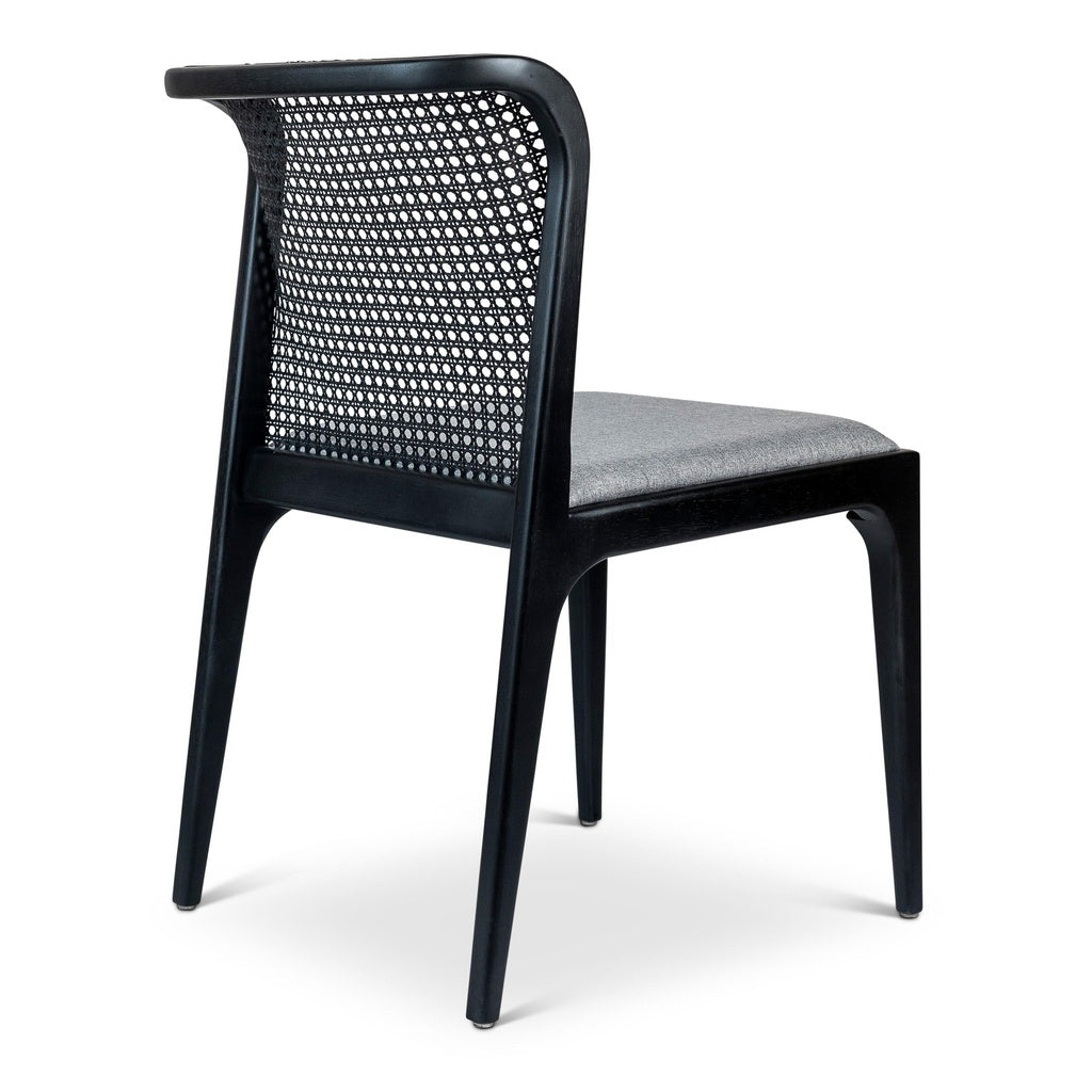 Modern Brazilian - Eloa - Cane Side Chair - Essence Grey Seat - Ebano Frame - Ebano Cane Webbing