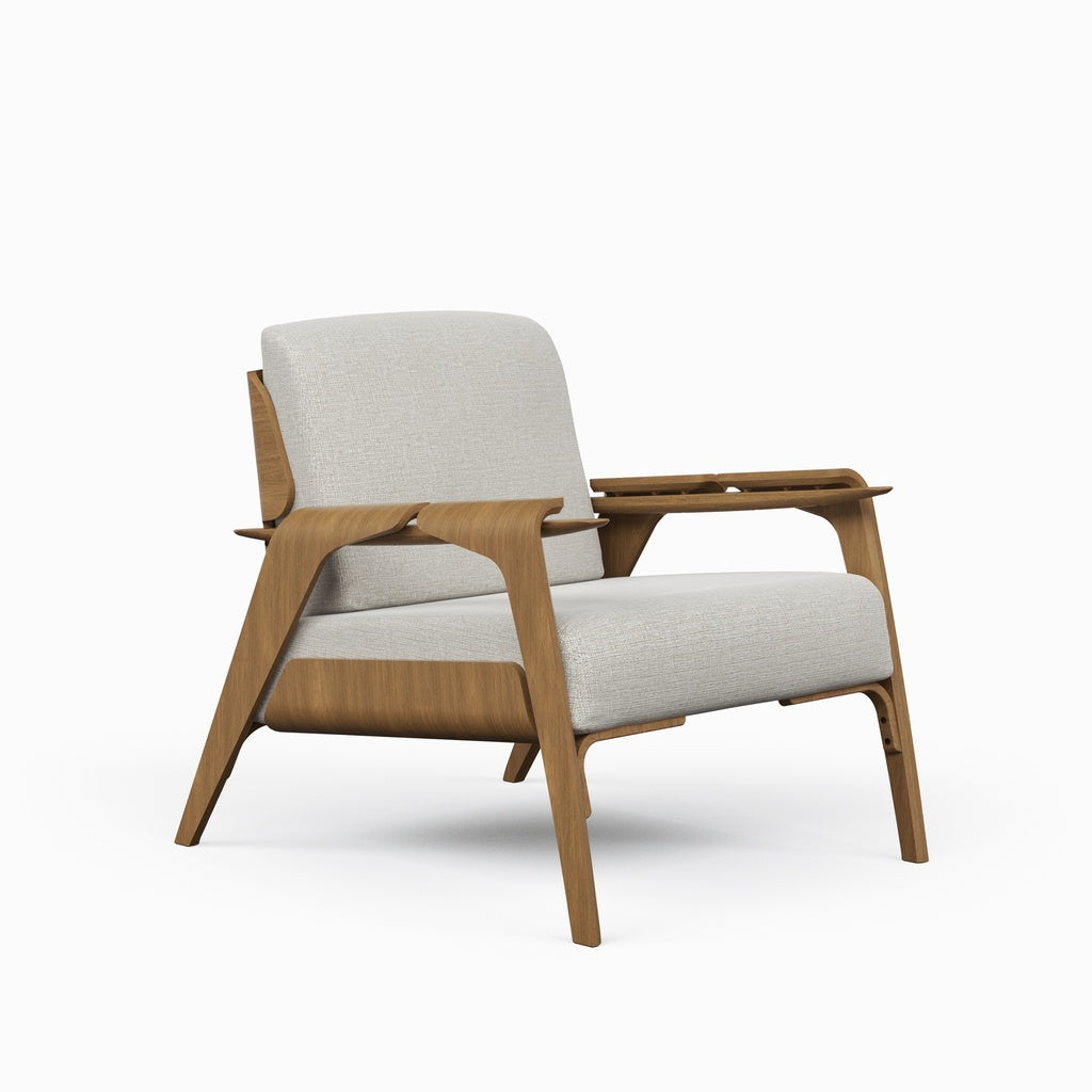 Modern Brazilian - Fly Accent Chair - Harvest Natural Upholstery - Nozes Frame