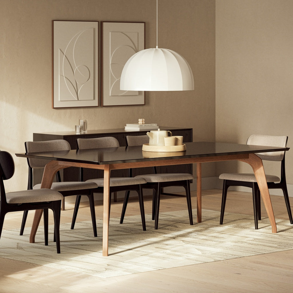 Modern Brazilian - Giane - Dining Table - Nogal Base - Black Top