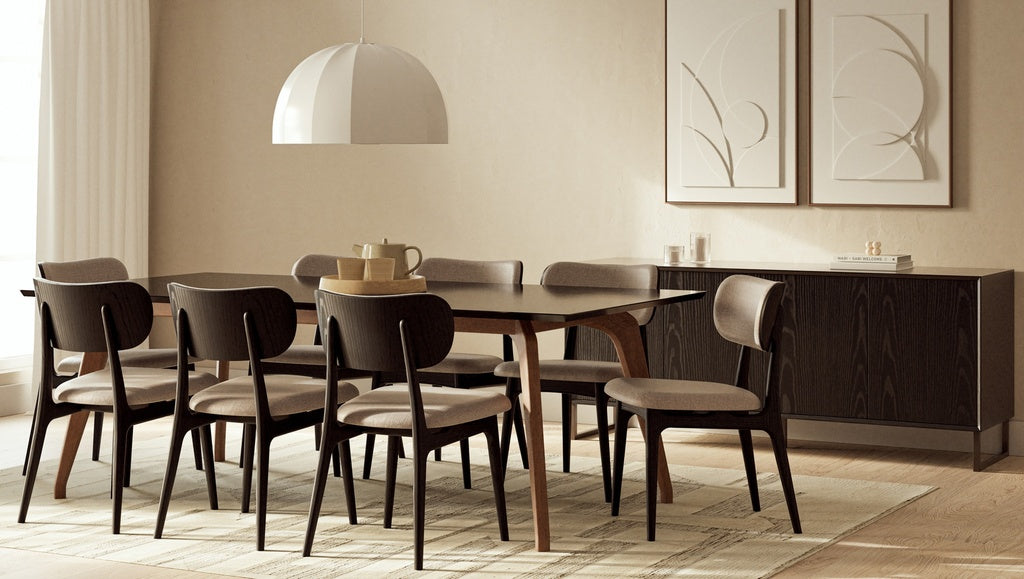 Modern Brazilian - Giane - Dining Table - Nogal Base - Black Top