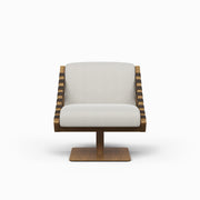 Modern Brazilian - Girona - Swivel Chair - Nozes Frame - Harvest Natural Seat - Dark Brown Leather Straps