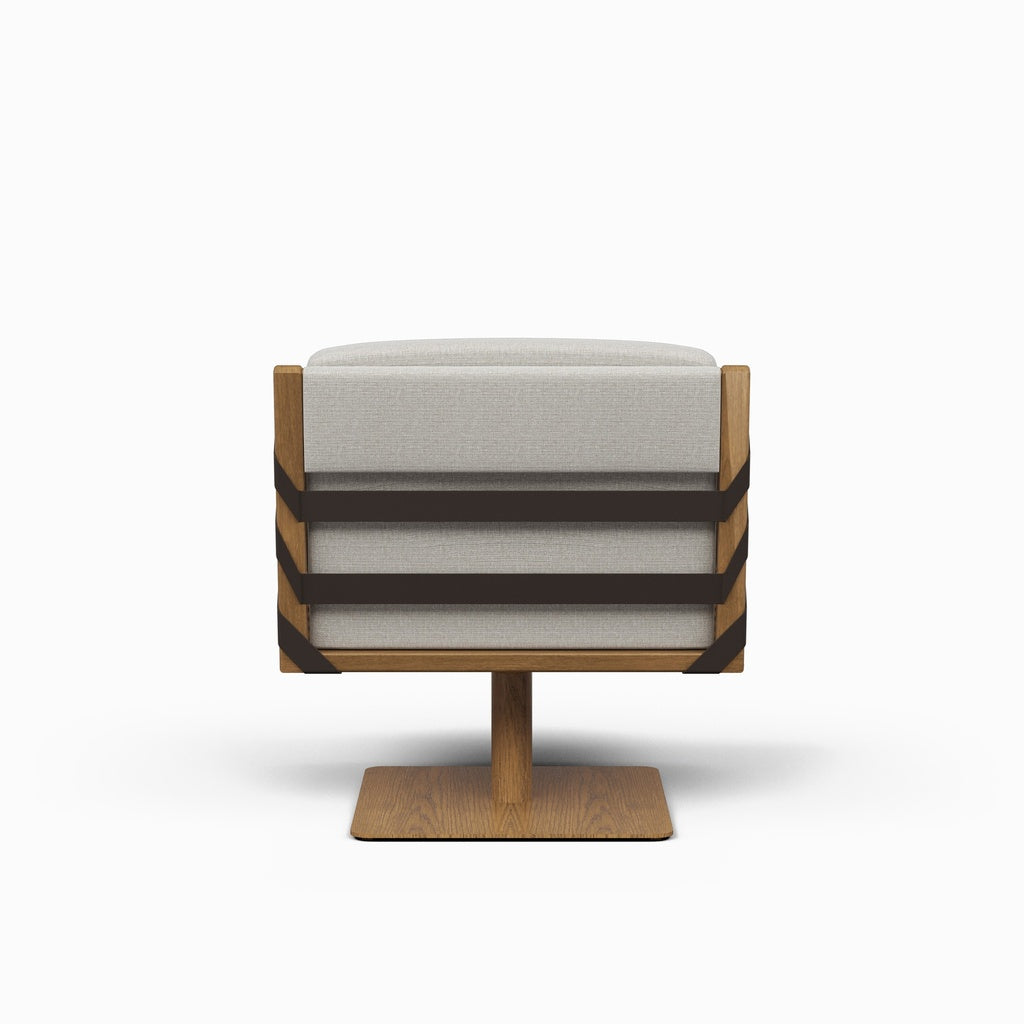 Modern Brazilian - Girona - Swivel Chair - Nozes Frame - Harvest Natural Seat - Dark Brown Leather Straps