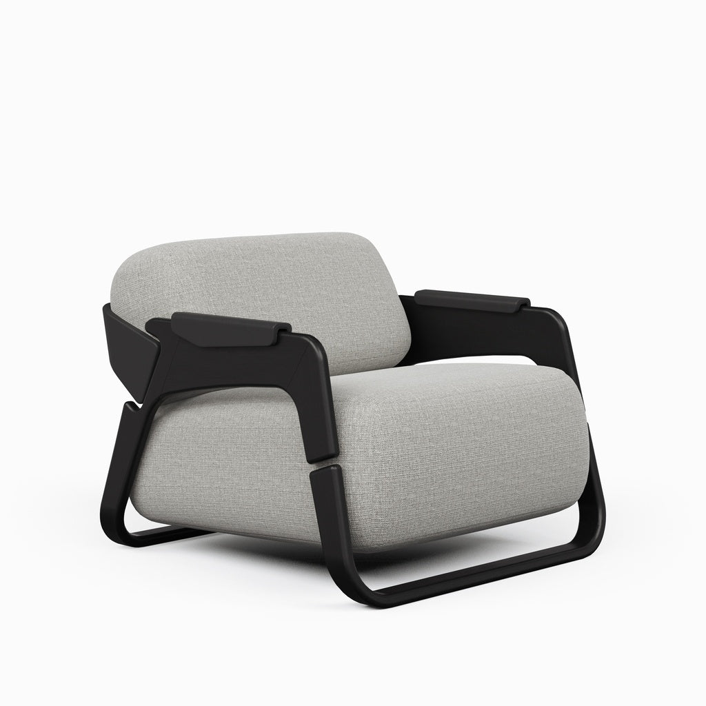 Modern Brazilian - Hermes Accent Chair - Harvest Jute Upholstery - Ebano, Black Frame