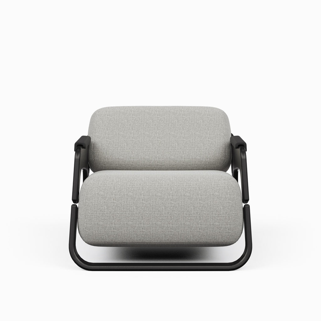 Modern Brazilian - Hermes Accent Chair - Harvest Jute Upholstery - Ebano, Black Frame