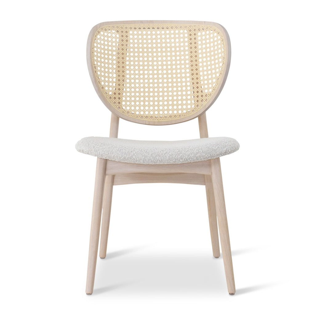Modern Brazilian - Joelma - Cane Side Chair - Bouclé Crafted Glaze Seat - Nevoa Frame - Natural Cane Webbing