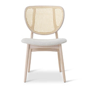 Modern Brazilian - Joelma - Cane Side Chair - Bouclé Crafted Glaze Seat - Nevoa Frame - Natural Cane Webbing
