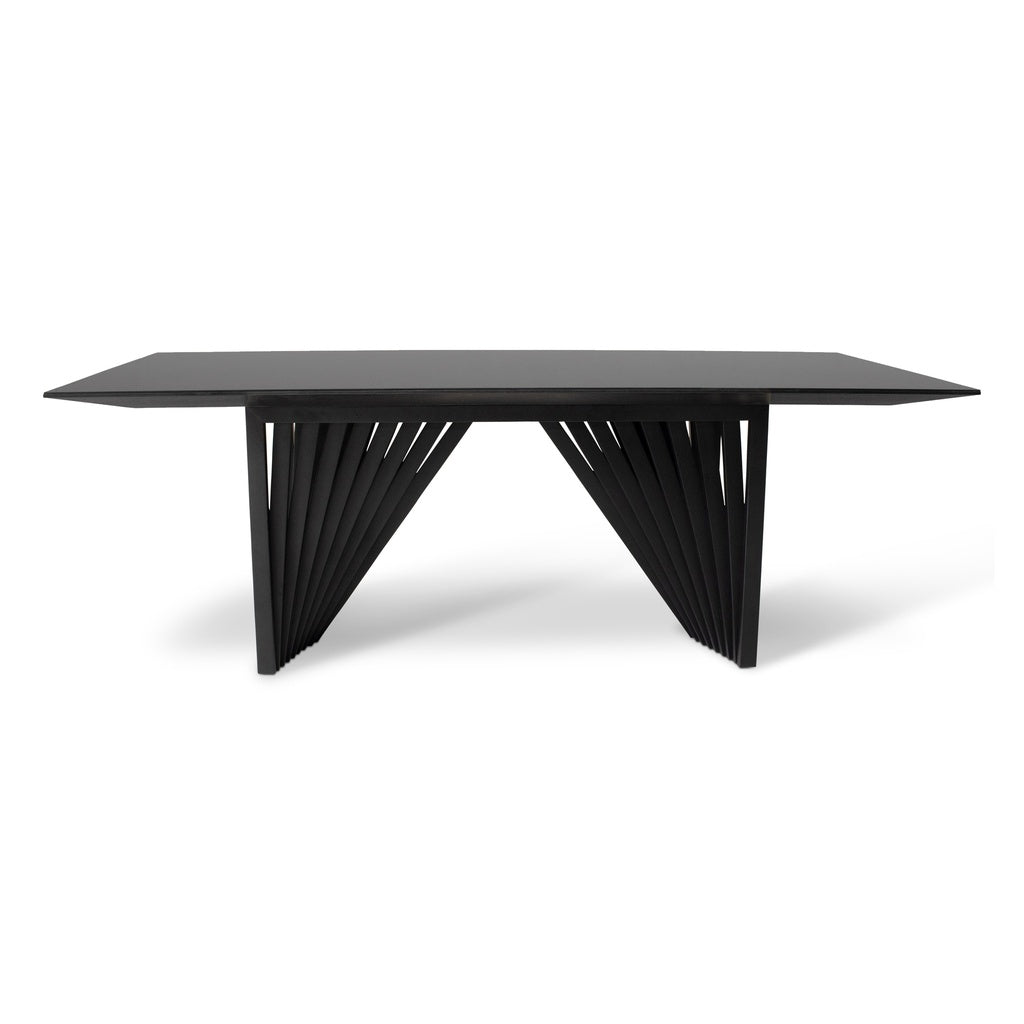 Modern Brazilian - Laguna - Glass Top Dining Table - Ebano Base - Black Top