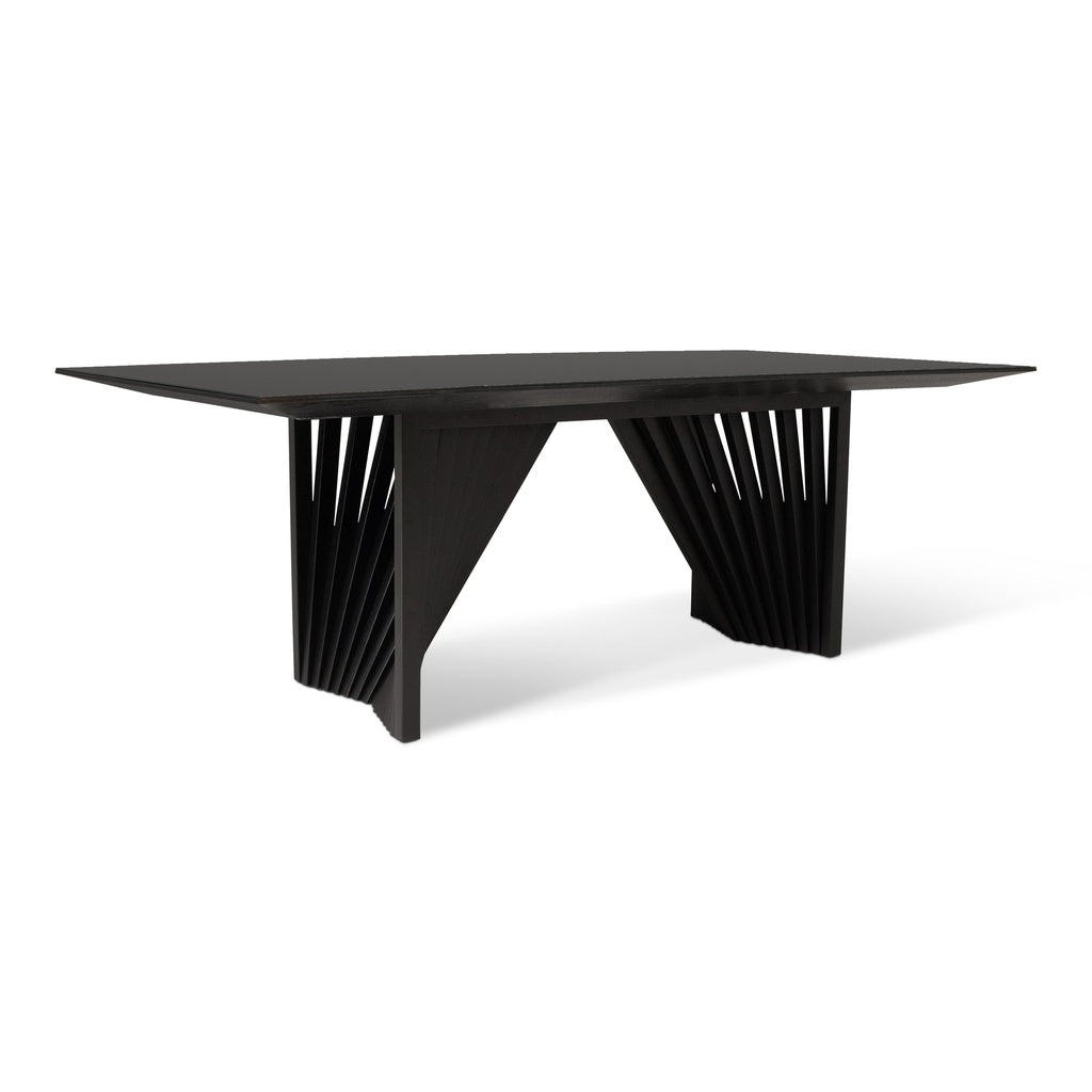 Modern Brazilian - Laguna - Glass Top Dining Table - Ebano Base - Black Top