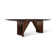 Modern Brazilian - Laguna - Glass Top Dining Table - Nogal Base - Black Top