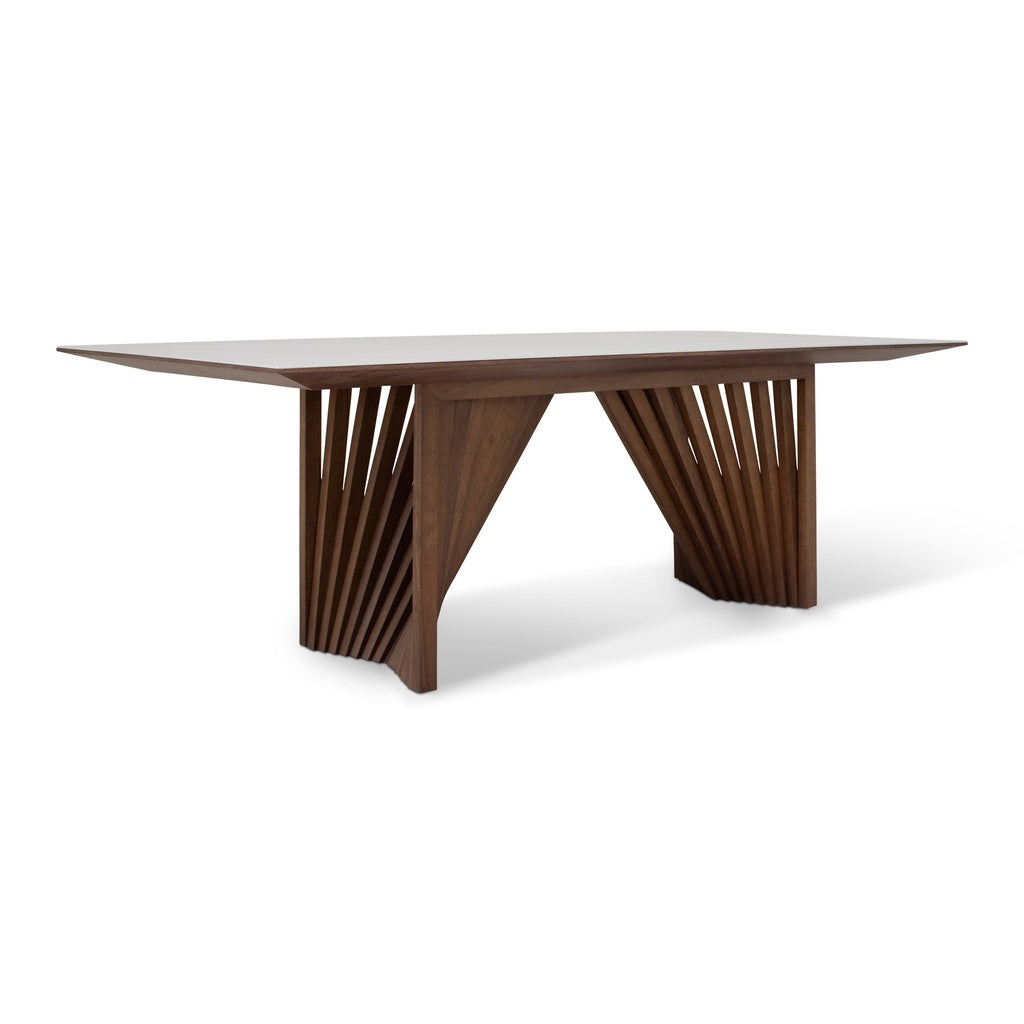 Modern Brazilian - Laguna - Glass Top Dining Table - Nogal Base - Off White Top
