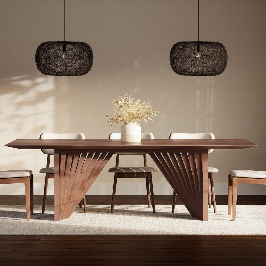 Modern Brazilian - Laguna - Wooden Top Dining Table - Nogal Frame