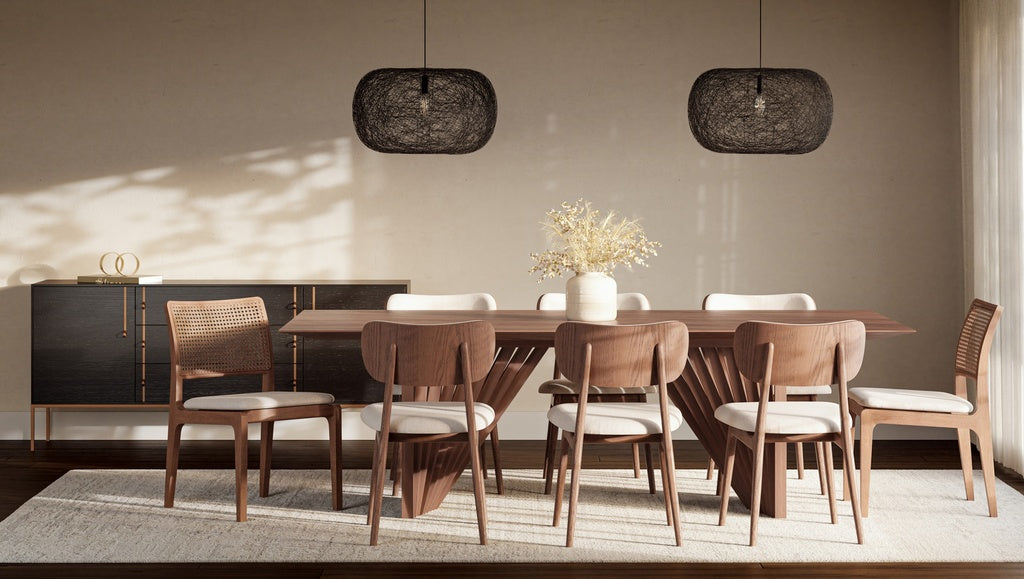 Modern Brazilian - Laguna - Wooden Top Dining Table - Nogal Frame
