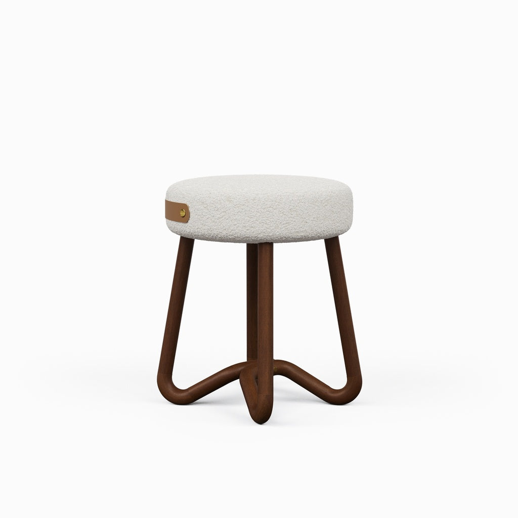Modern Brazilian - Loop - Upholstered Stool - Noodles Natural Seat - Neutral Brown Frame