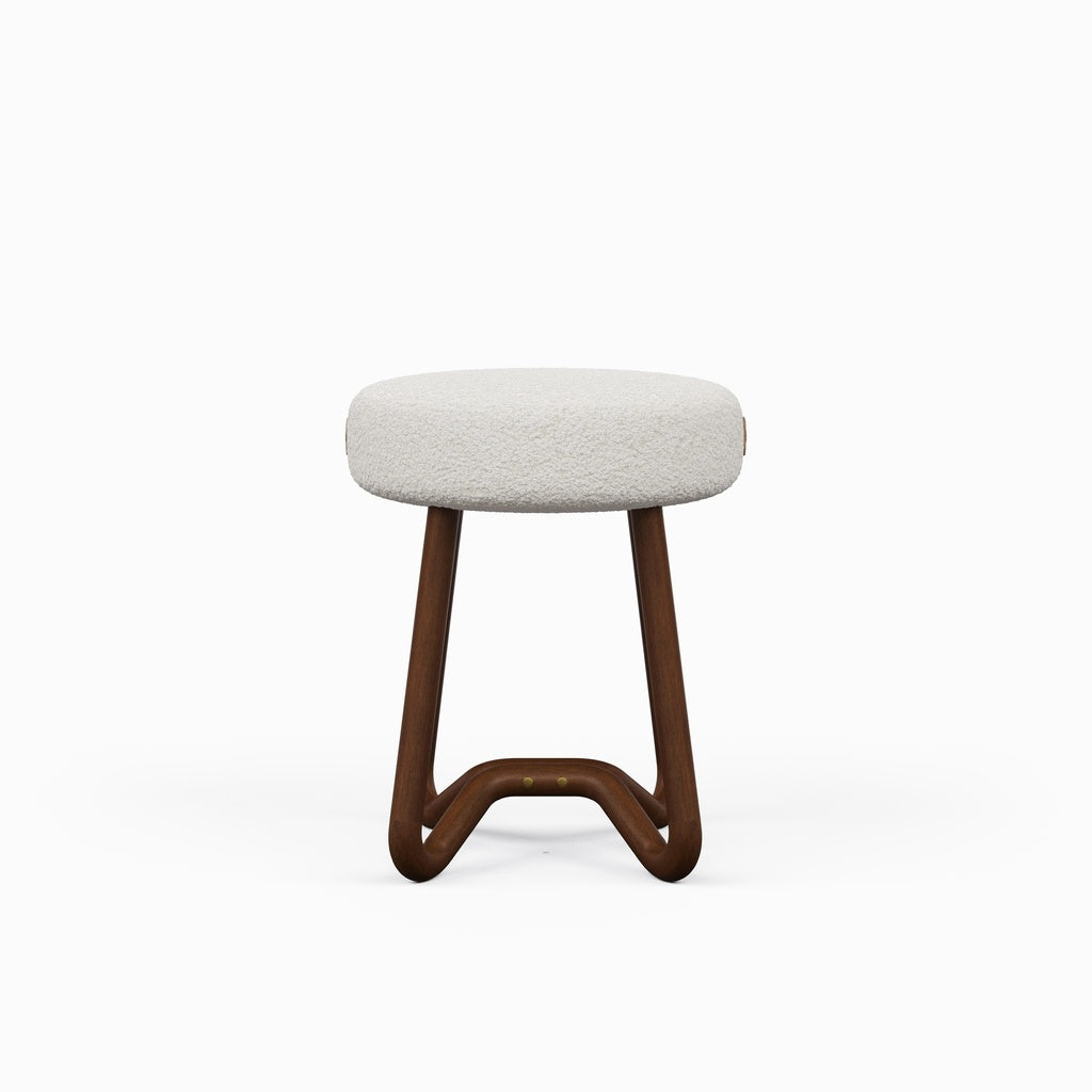 Modern Brazilian - Loop - Upholstered Stool - Noodles Natural Seat - Neutral Brown Frame