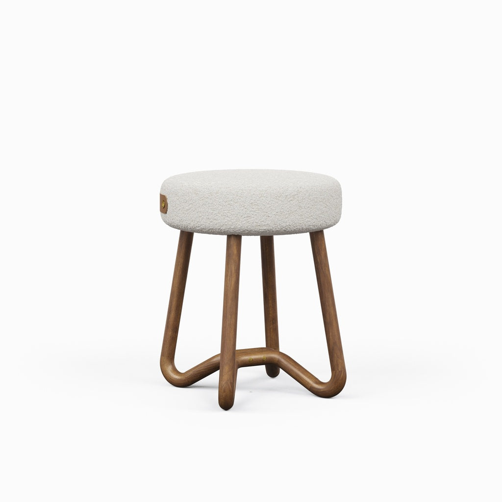 Modern Brazilian - Loop - Upholstered Stool - Noodles Natural Seat - Nozes Frame