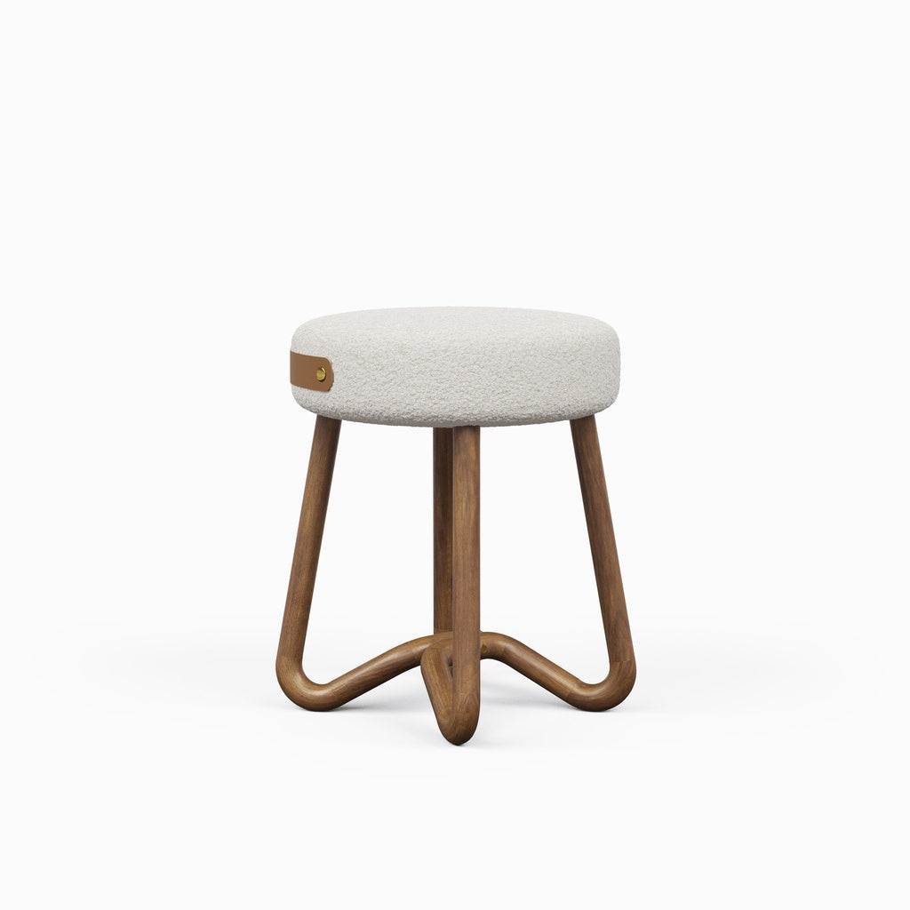 Modern Brazilian - Loop - Upholstered Stool - Noodles Natural Seat - Nozes Frame