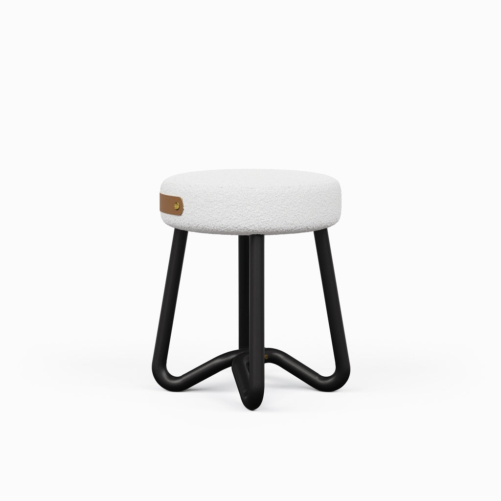 Modern Brazilian - Loop - Upholstered Stool - Noodles Opulent Seat - Black Frame