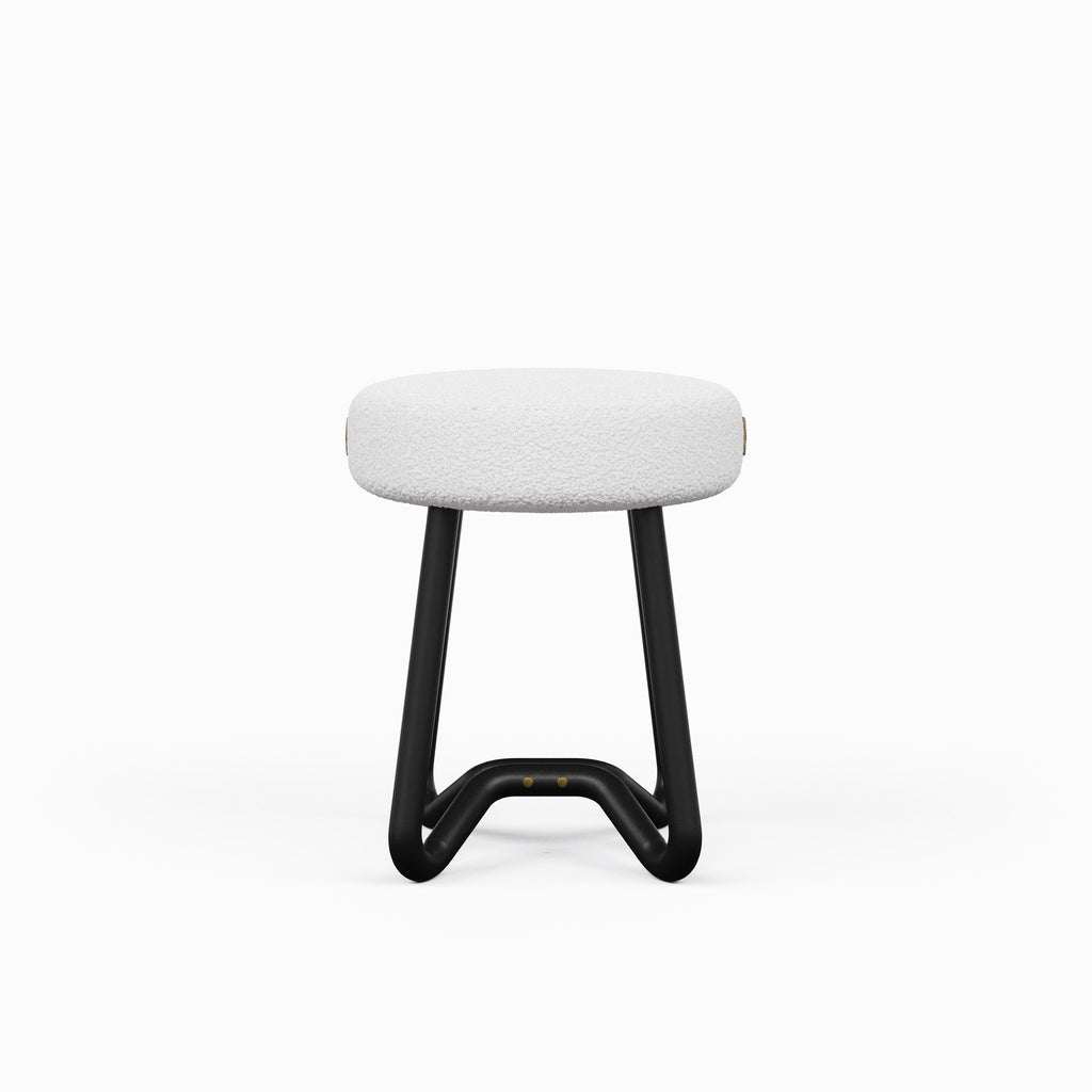 Modern Brazilian - Loop - Upholstered Stool - Noodles Opulent Seat - Black Frame