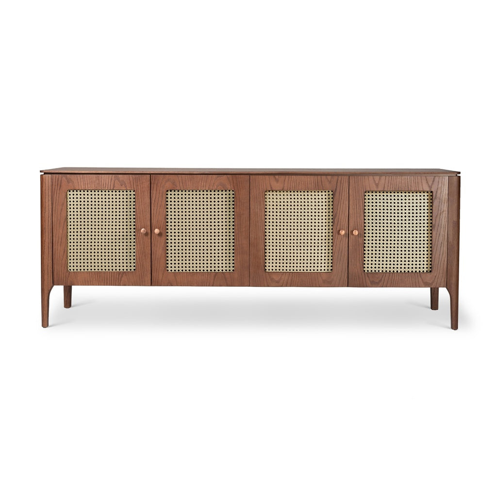 Modern Brazilian - Missione - Cane Buffet - Nogal Frame - Natural Cane Webbing