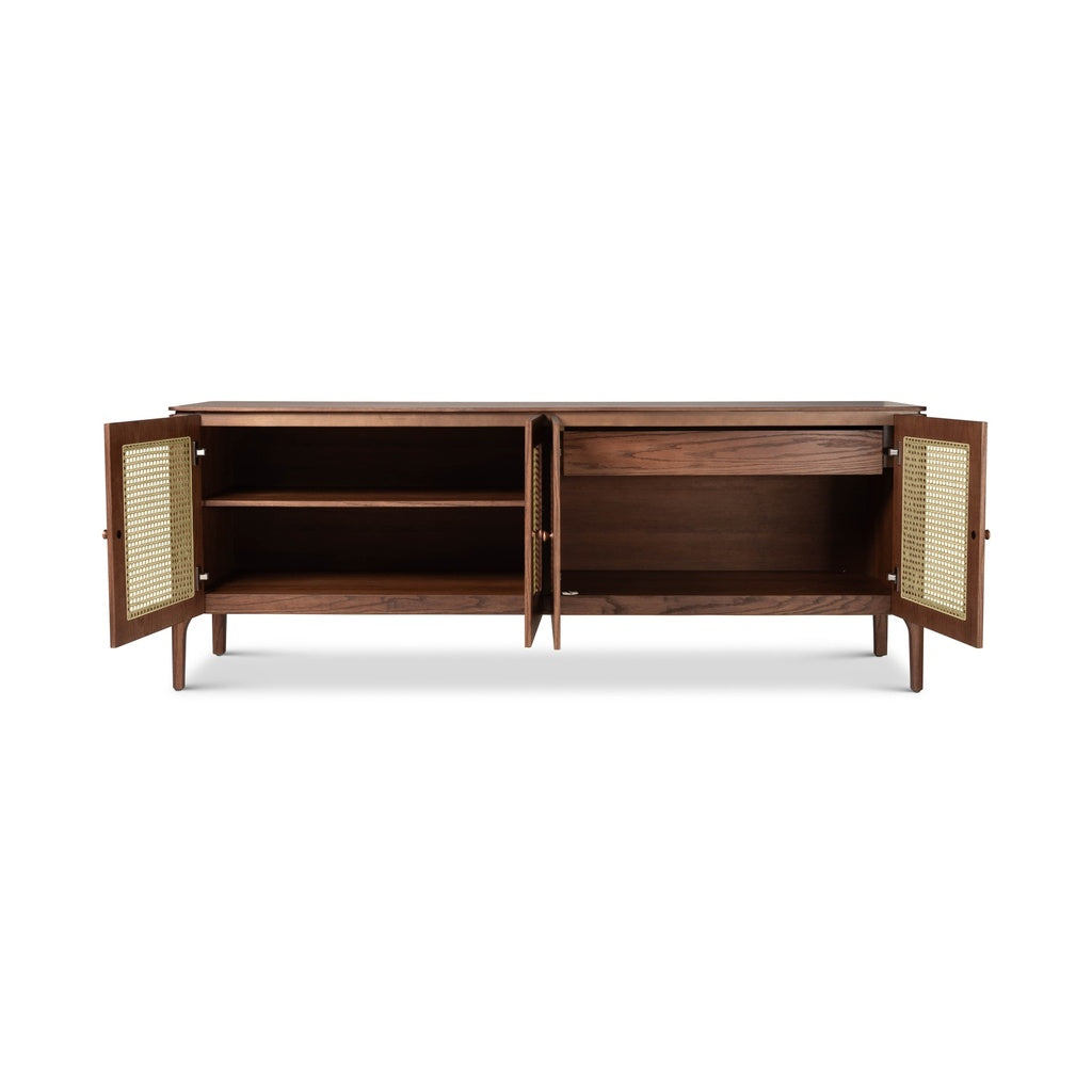 Modern Brazilian - Missione - Cane Buffet - Nogal Frame - Natural Cane Webbing