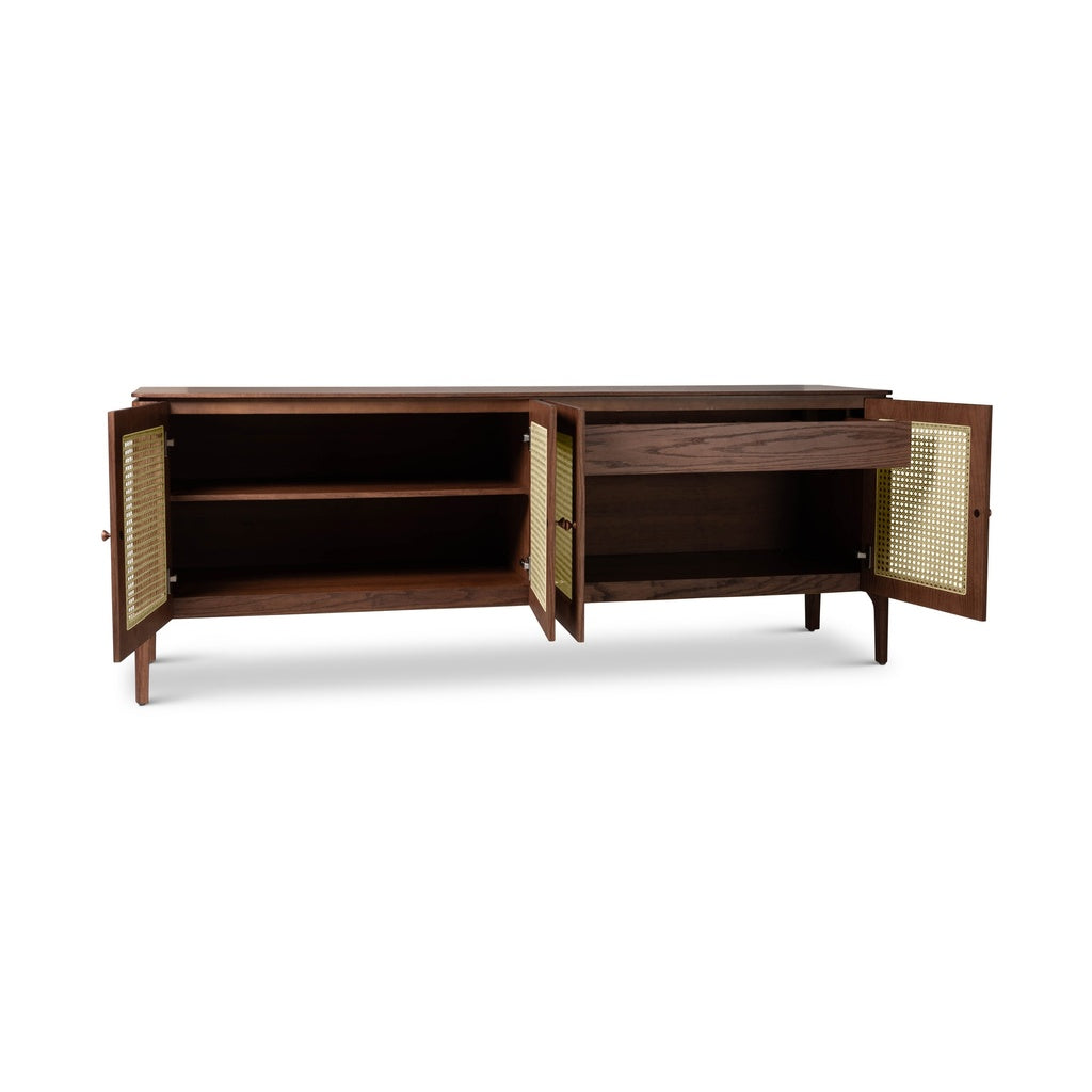 Modern Brazilian - Missione - Cane Buffet - Nogal Frame - Natural Cane Webbing