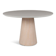 Modern Brazilian - Mona - Glass Top Round Dining Table - Off White Top - Nevoa Base