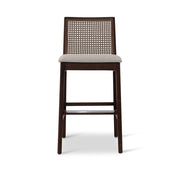 Modern Brazilian - Nardia - Cane Counter Stool - Medley Ivory Seat - Nogal Frame - Nogal Cane Webbing