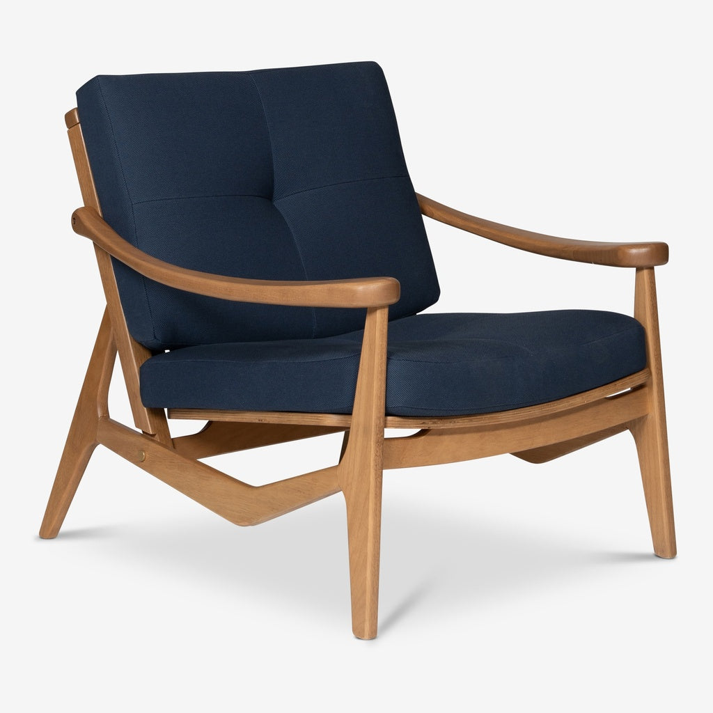 Modern Brazilian - Romeo - Accent Chair - Navy Blue Upholstery - Pecan Frame