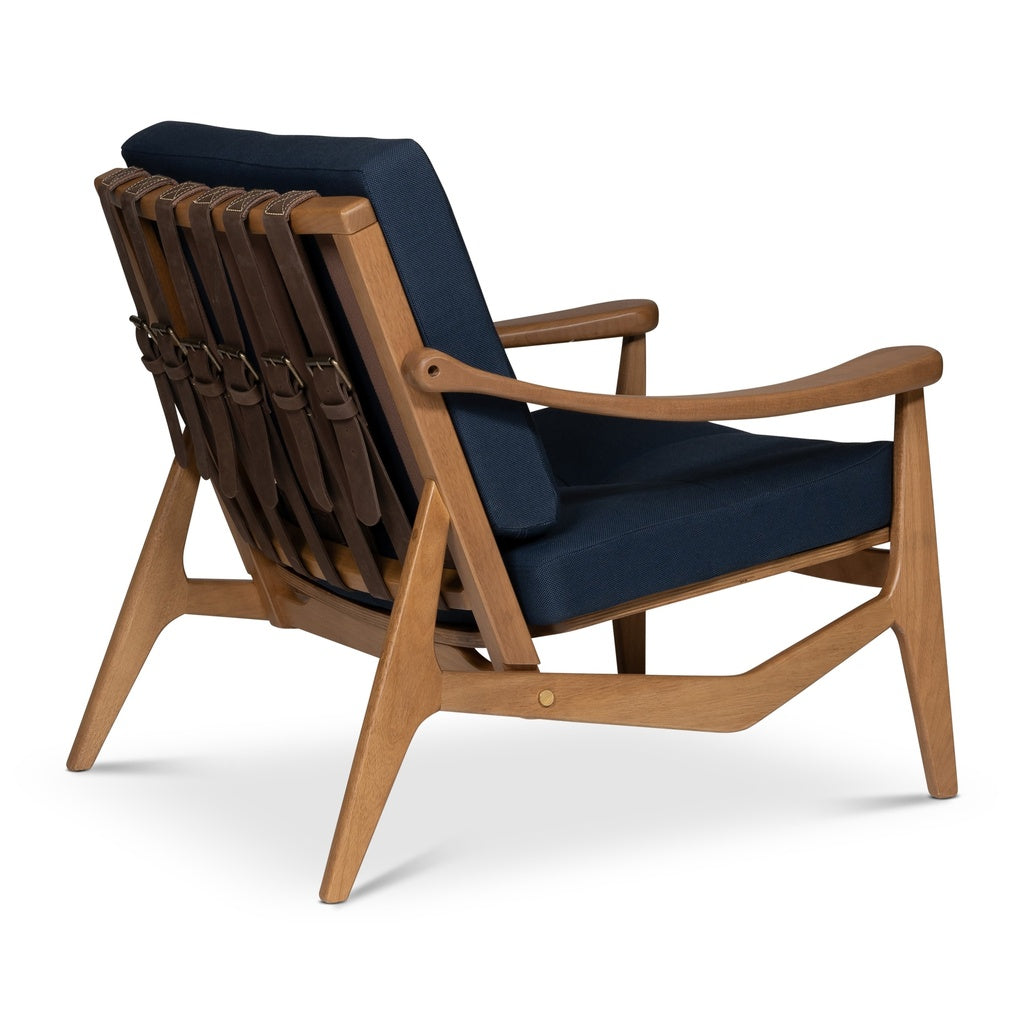 Modern Brazilian - Romeo - Accent Chair - Navy Blue Upholstery - Pecan Frame