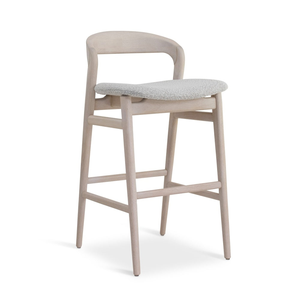 Modern Brazilian - Velma - Bar Stool - Bouclé Crafted Glaze Seat - Nevoa Frame