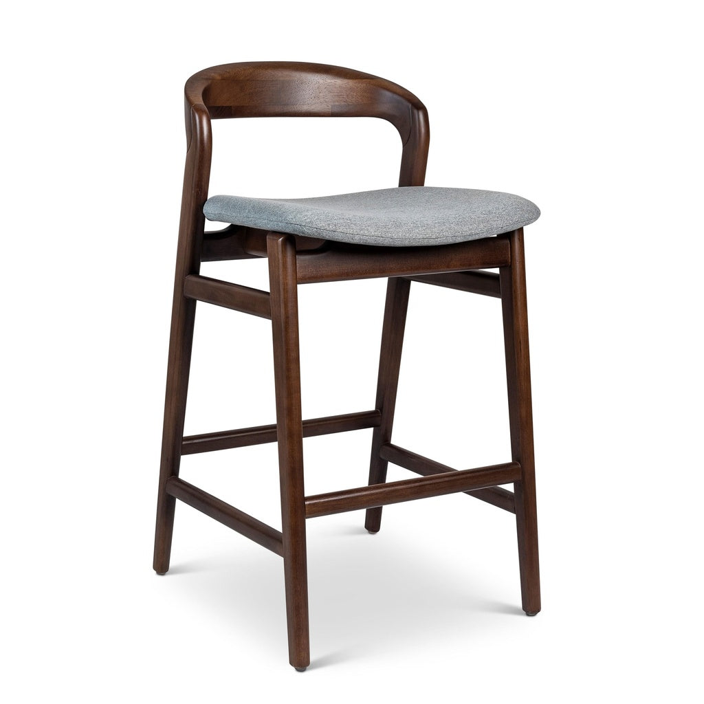 Modern Brazilian - Velma - Bar Stool - Essence Grey Seat - Nogal Frame