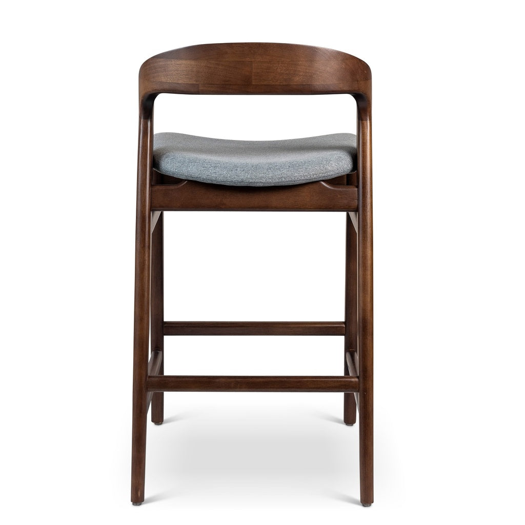 Modern Brazilian - Velma - Bar Stool - Essence Grey Seat - Nogal Frame