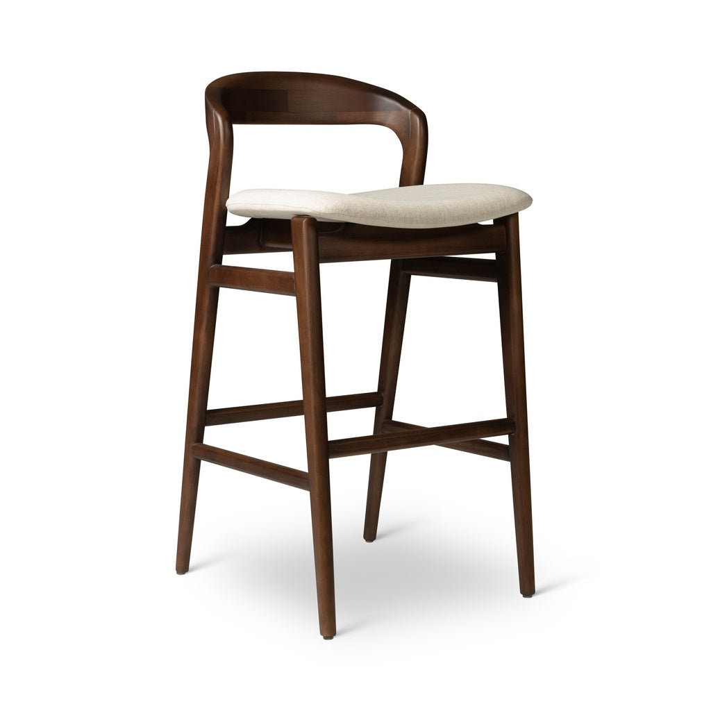 Modern Brazilian - Velma - Bar Stool - Medley Ivory Seat - Nogal Frame