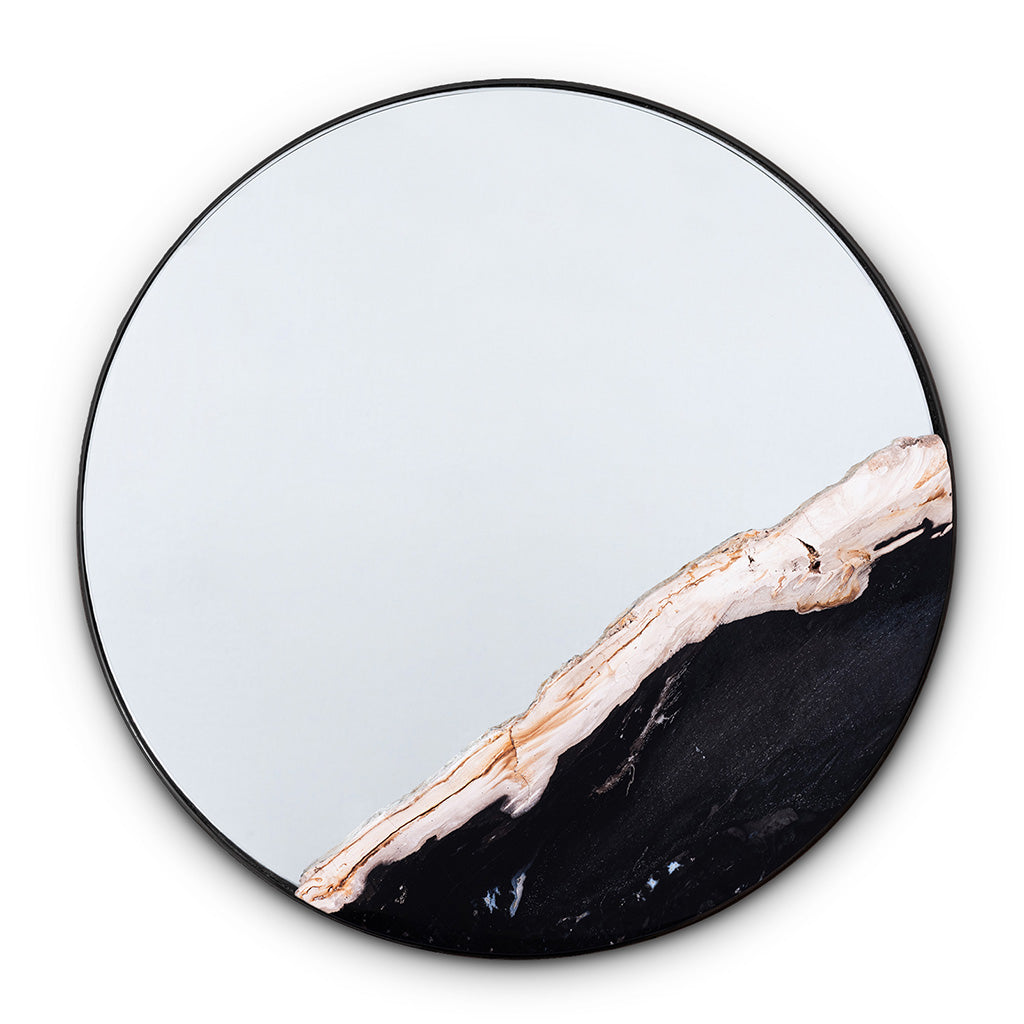 Relique - Darby Round Mirror - 15.75"Dia. - Raw Bronze Frame - Clear Glass