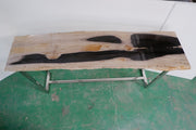 Relique - Raw Console - Polished Stainless Steel Frame - Natural Dark Top