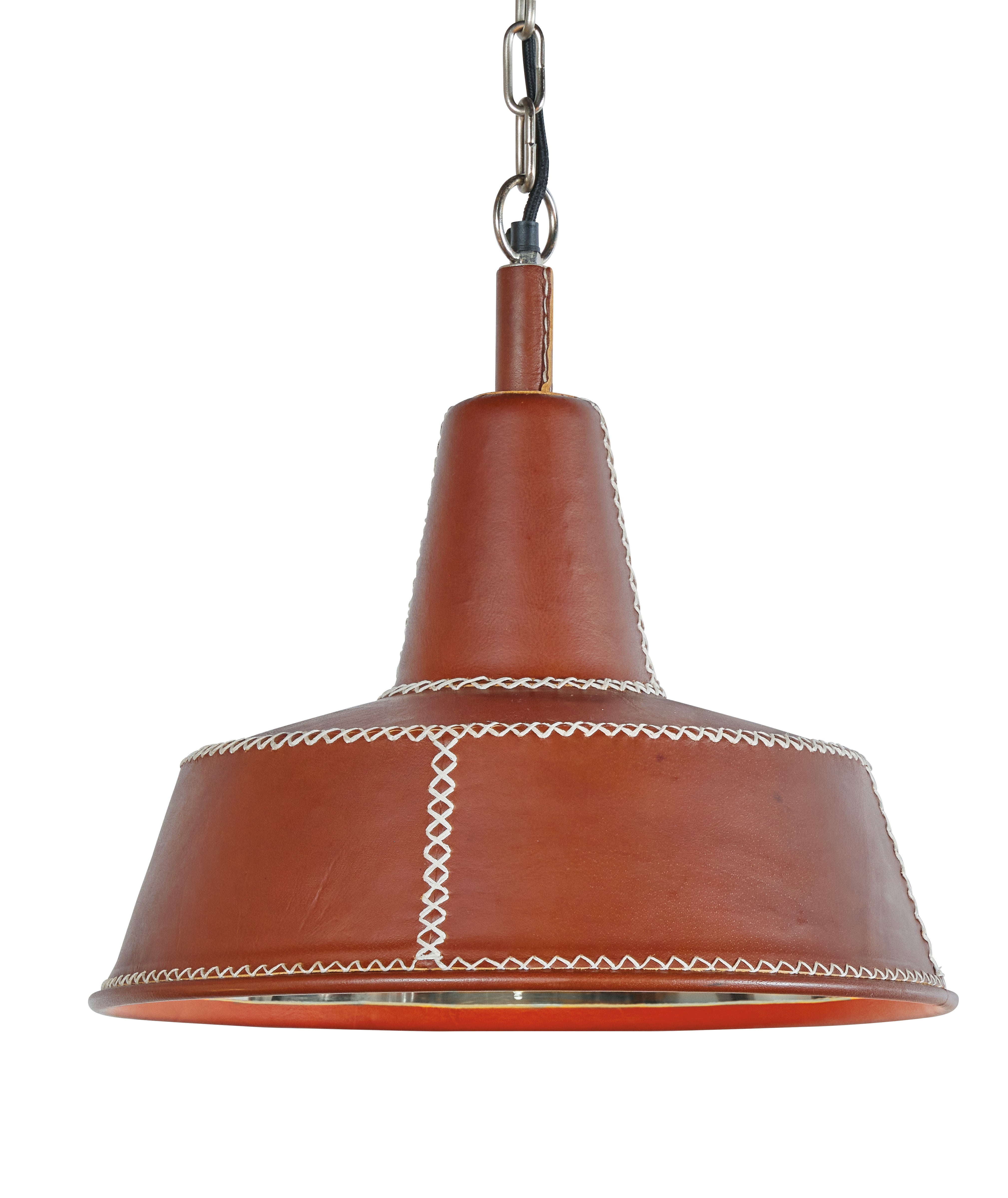 Leather Cone Pendant w/ Baseball Stitching