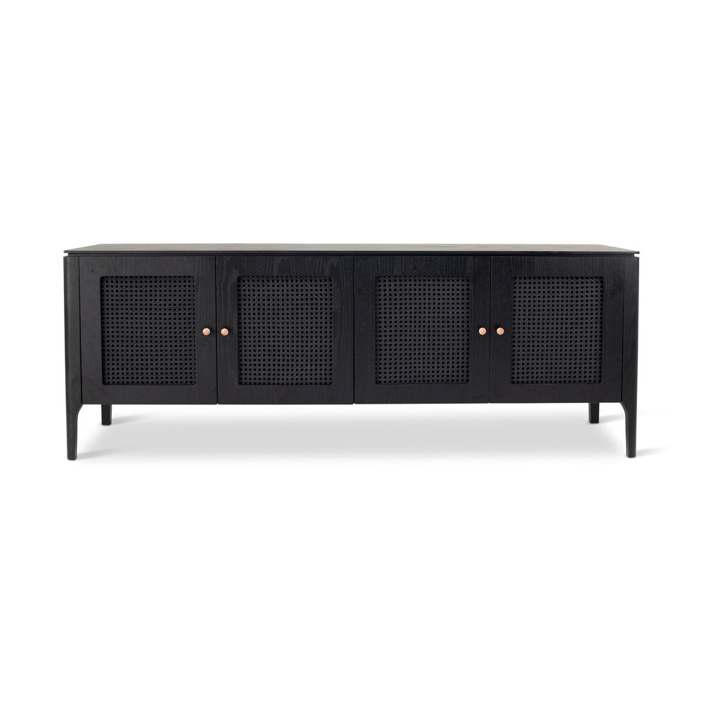 Modern Brazilian - Missione - Cane Buffet - Ebano Frame - Natural Cane Webbing