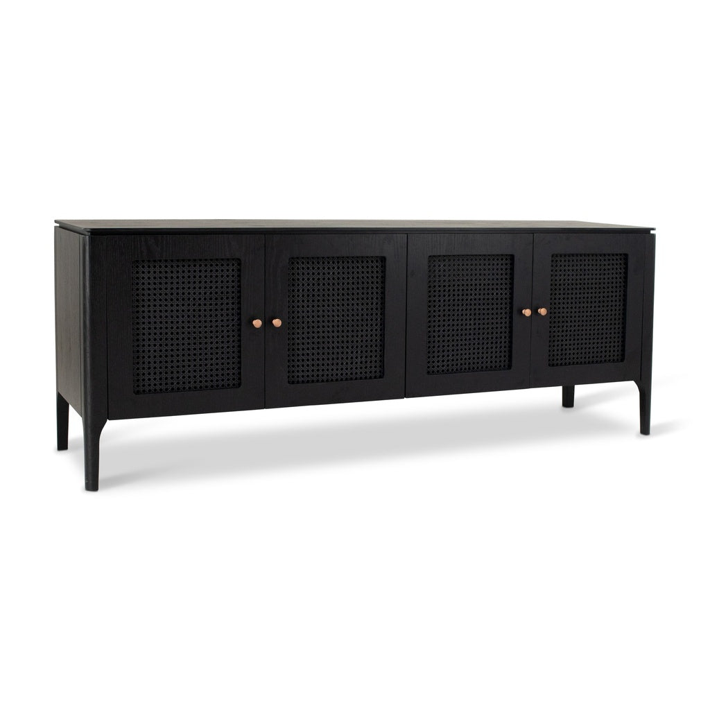 Modern Brazilian - Missione - Cane Buffet - Ebano Frame - Natural Cane Webbing