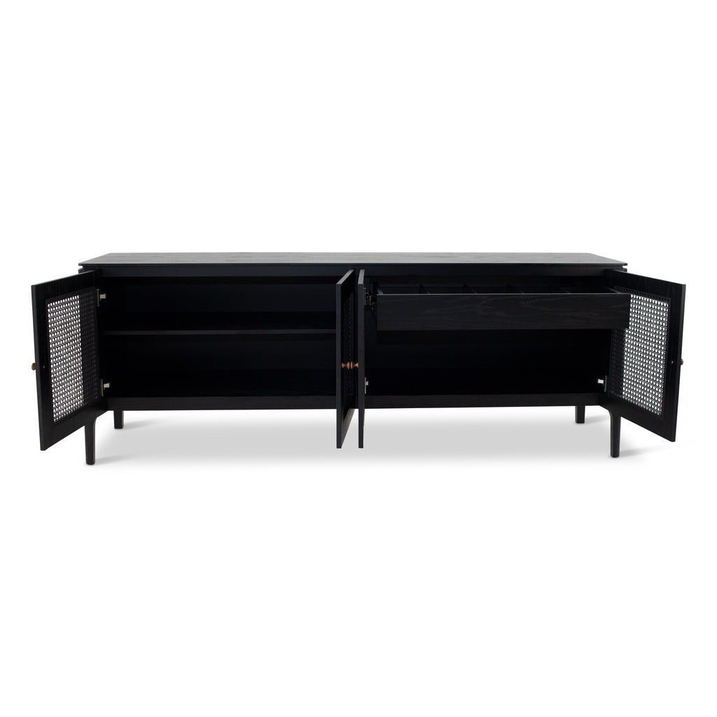 Modern Brazilian - Missione - Cane Buffet - Ebano Frame - Natural Cane Webbing