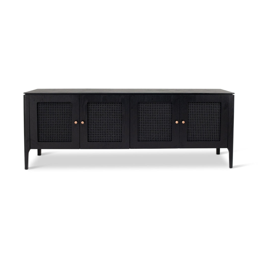 Modern Brazilian - Missione - Cane Buffet - Ebano Frame - Natural Cane Webbing