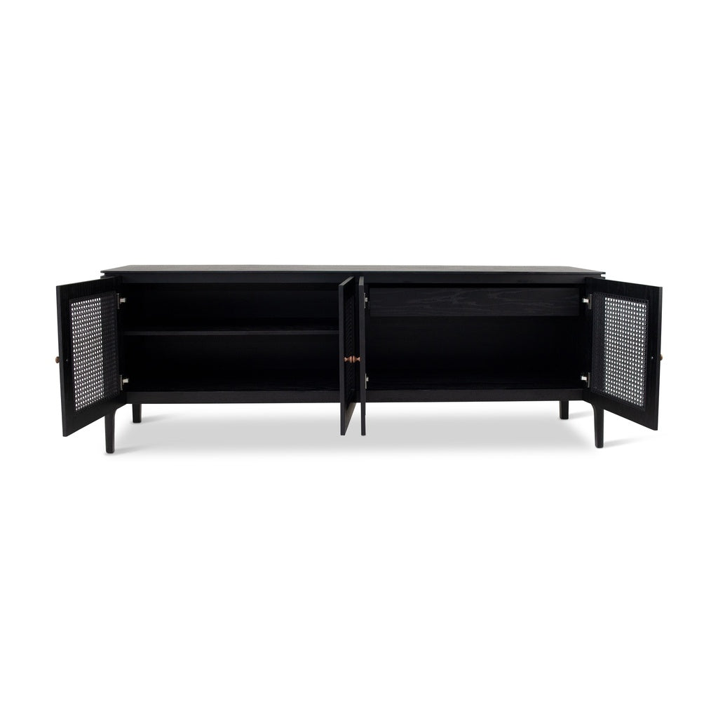 Modern Brazilian - Missione - Cane Buffet - Ebano Frame - Natural Cane Webbing