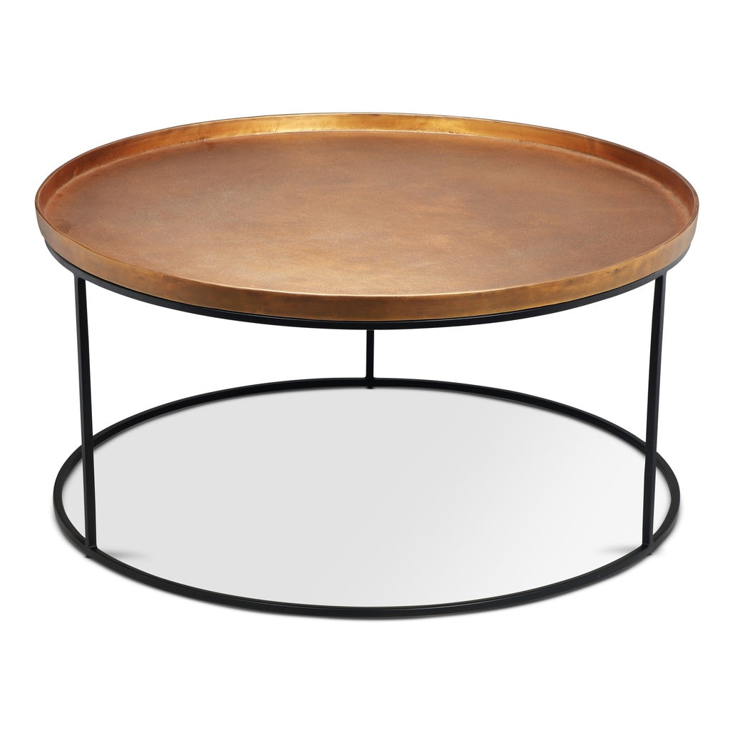 Elements - Sana Coffee Table - Antique Brass Top - Black Frame